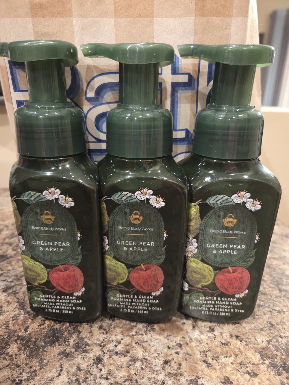 Bath & Body Works Green Pear & Apple Foaming Hand Soap Trio - Dark Green